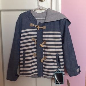 Reversible, water resistant jacket.